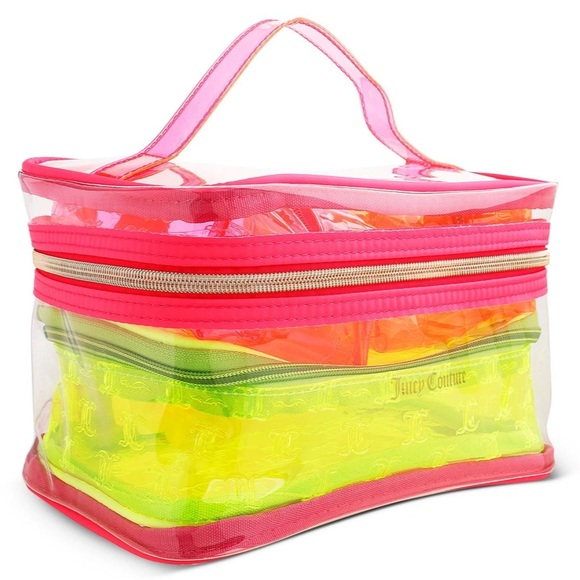 NWT DEADSTOCK Juicy Couture Neon 4 Piece Nested Travel Bag Set - Picture 2 of 4